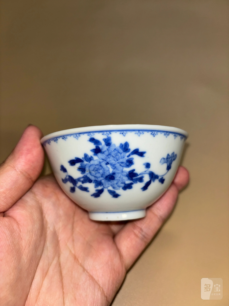 清光绪 青花折枝花卉纹小碗 - 图2